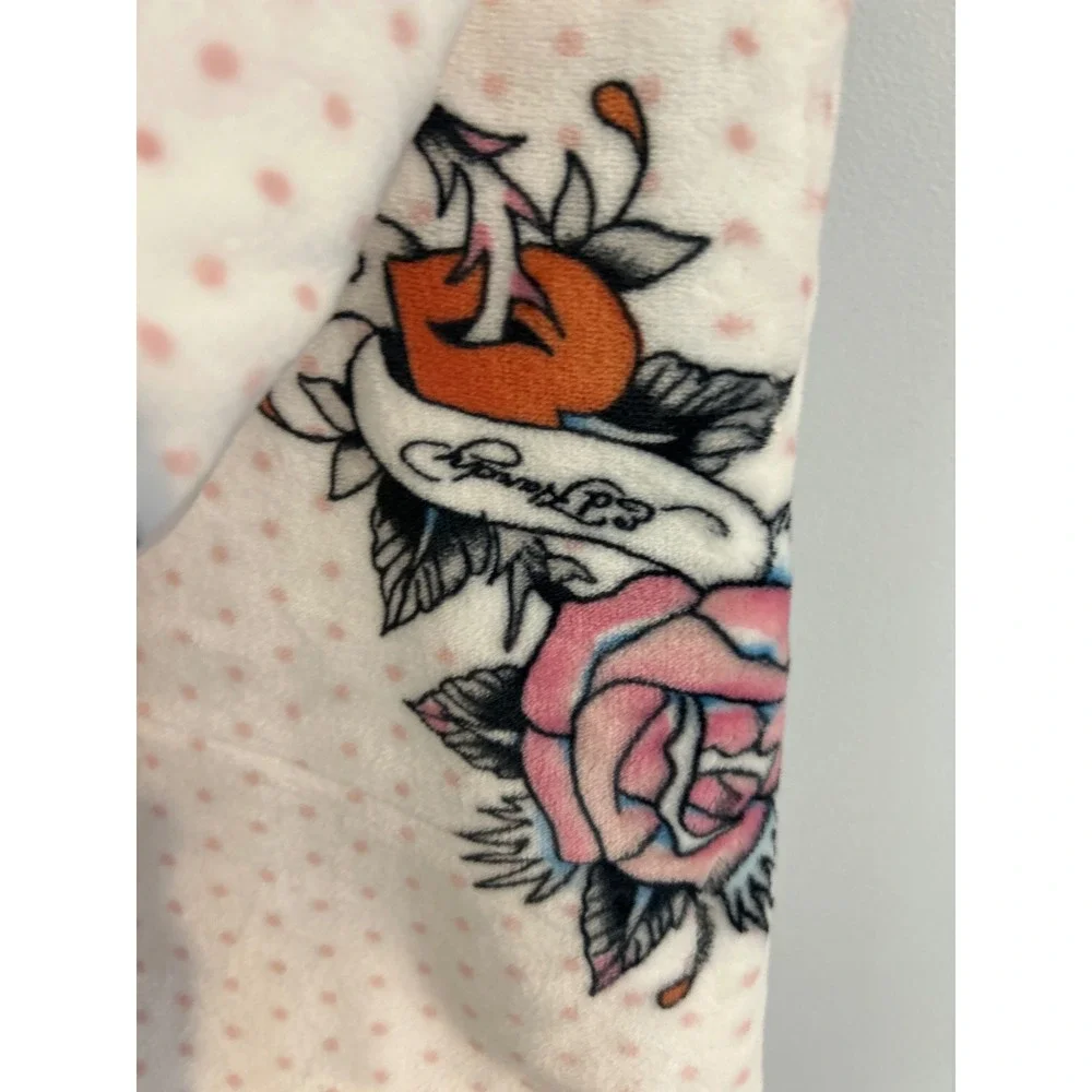 Ed Hardy Printed Plush Oversized Throw Blanket Tattoo Skull Heart Pink 60x70 NEW